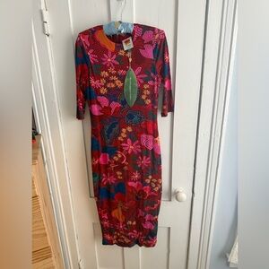 NWT Farm Rio Midi Floral Women's Dress